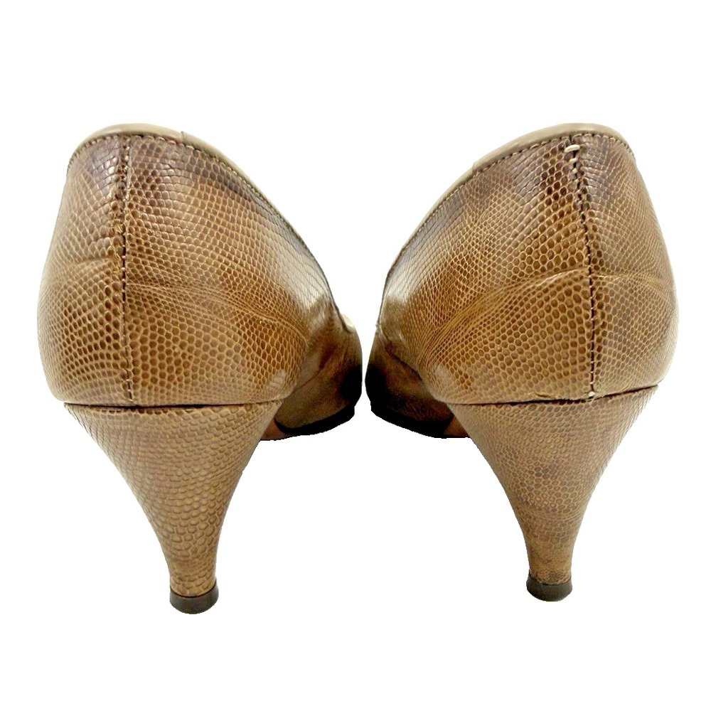 Tan Lizard Skin Pumps Size 8 AA by J Norman Ltd. Vintage 1950's 2 1/2" Heel - Picture 4 of 16